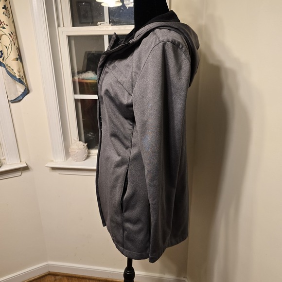 Bass‎ Pro Natural Reflections Size M Jacket Gray Rain Coat Zipper Pockets Hooded - Picture 3 of 9